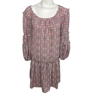Max Studio Scoop Neck Drop Waist Pink White‎ Dress Sz Medium